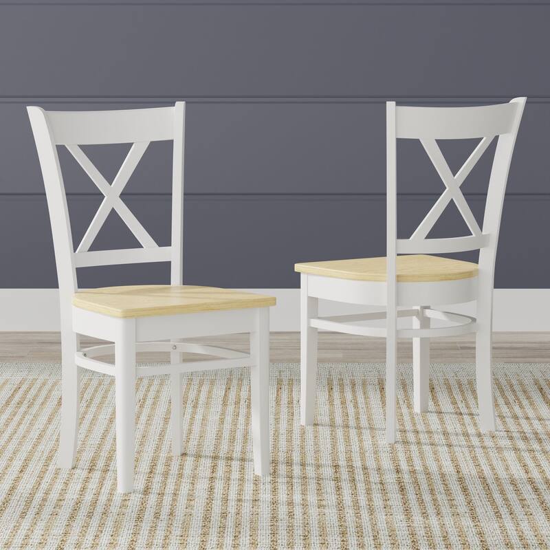 3-Piece Dining Set, 48" Rectangle Wood Table and Cross Back Chairs