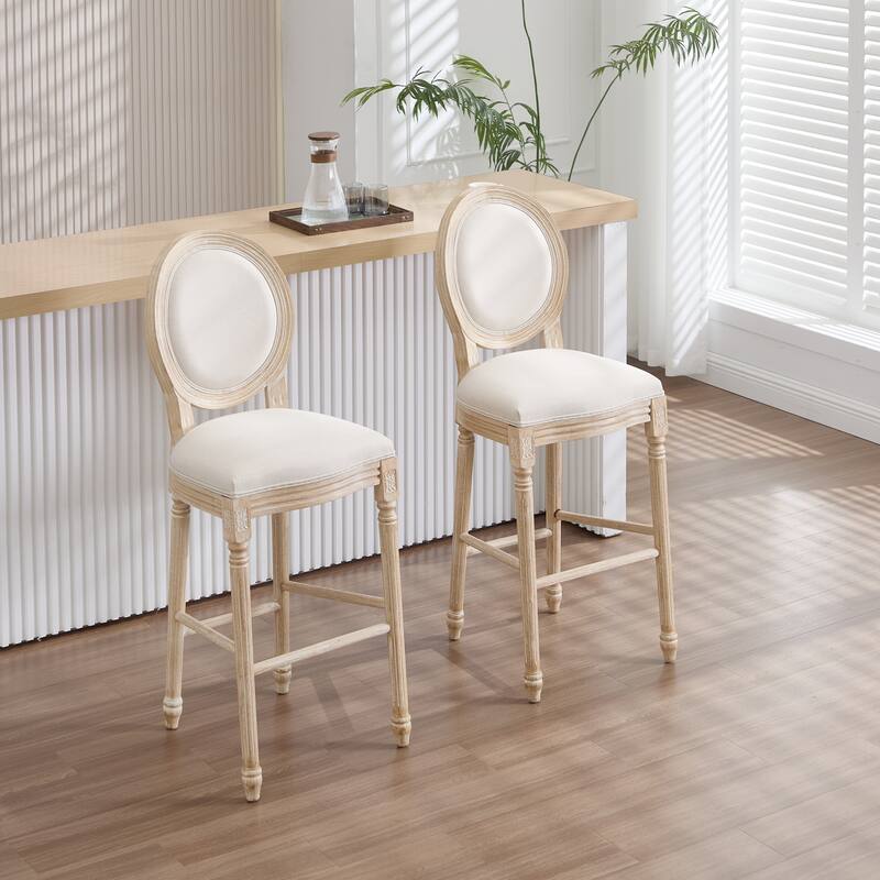 Dining Chairs Set of 2, Upholstered Chairs with Round Back, Wire Drawing and Carving Techniques,Disassemblable