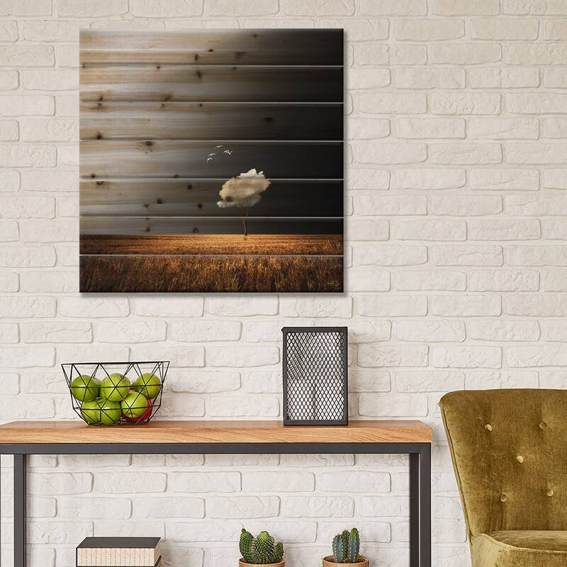 White Birds Print On Wood by Kathrin Federer - Multi-Color