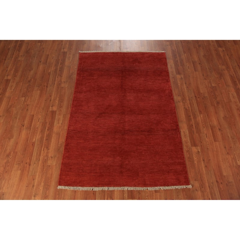 Gabbeh Modern Rug Hand-Knotted Bedroom Wool Carpet - 3'11" x 6'0"
