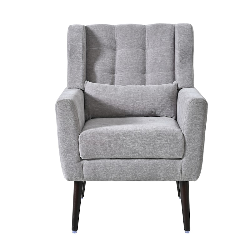 Chenille Modern Accent Chair with Wooden Legs and Mid-Century Lounge Chair (275lb Capacity)