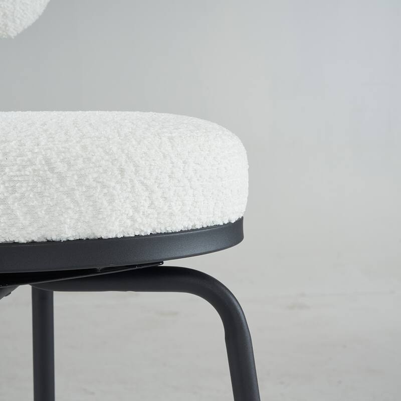 Modern Swivel Bar Stools Set Of 2, Boucle Upholsteredbar Chairs With Metal Legs Footrest, 360° Swivel Barstools