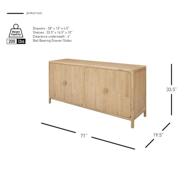 NPD Furniture Hansville Sideboard 4 Doors with 2 Inner Drawers