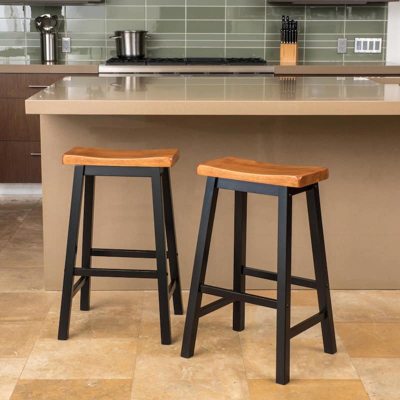 29" Wooden Saddle Stool - Walnut