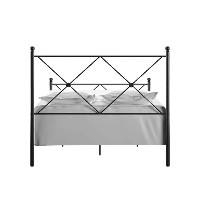 Aniket Queen Size Metal Bed with Nightstands Set by iNSPIRE Q Classic