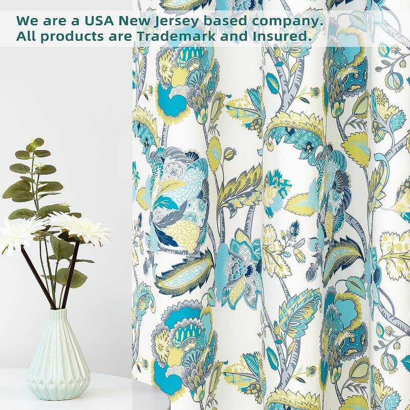 DriftAway Layla Classic America Style Floral Leaves Window Curtain Grommet