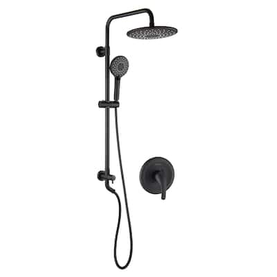 PROOX Matte Black Stainless Steel Wall Mount Dual Bathroom Shower Faucet Showerhead with Handheld Shower Valve Included