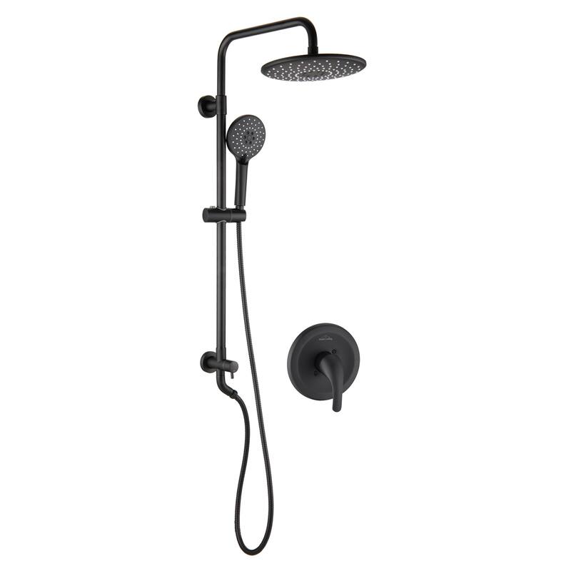 Proox 10 in.2.5GPM Wall Mount Dual Shower Heads w/ Handheld Shower Head - Matte Black