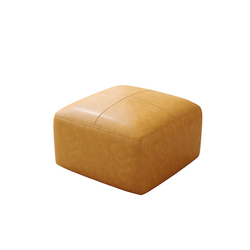 Upholstered Genuine Leather Ottoman for Living Room and Bedroom