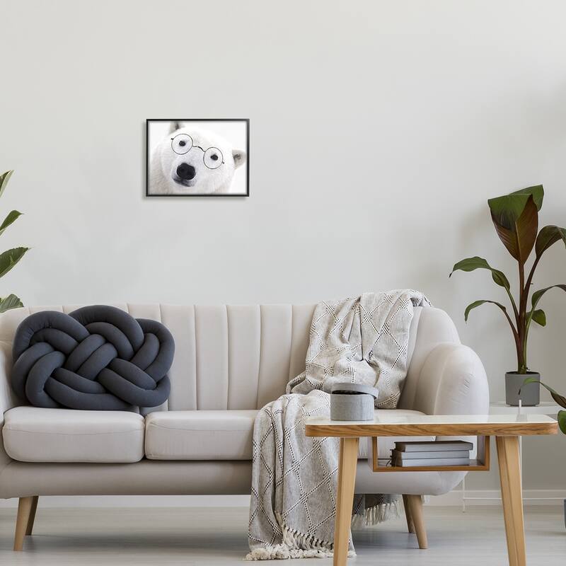 Stupell Industries White Polar Bear Glasses Animal Framed Giclee Art by