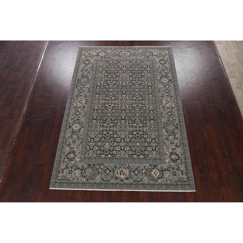 Silver Washed Ziegler Turkish Living Room Area Rug Wool Carpet - 6'7" x 9'10"