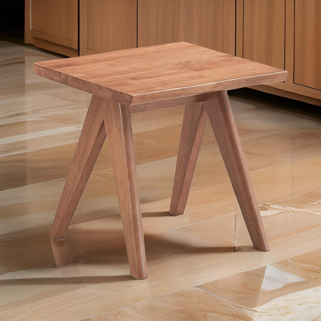 Tina 22 Inch Side End Accent Table, Angled Legs, Natural Wood Brown Finish