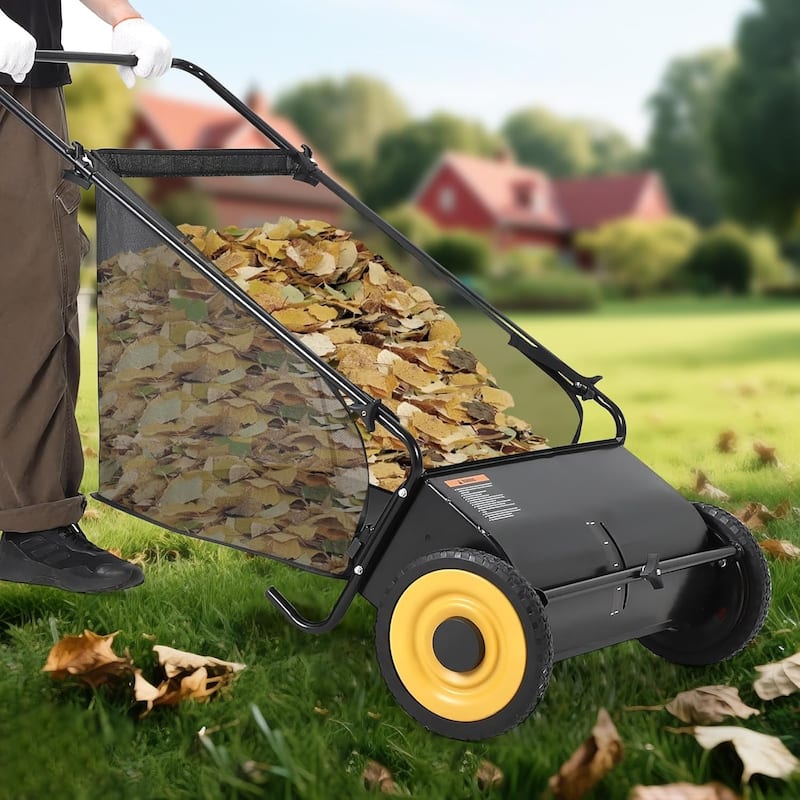 26 in Push Lawn Sweeper for All Terrains 7 cu. ft. Collection Bag 4 Brushes and Adjustable Height