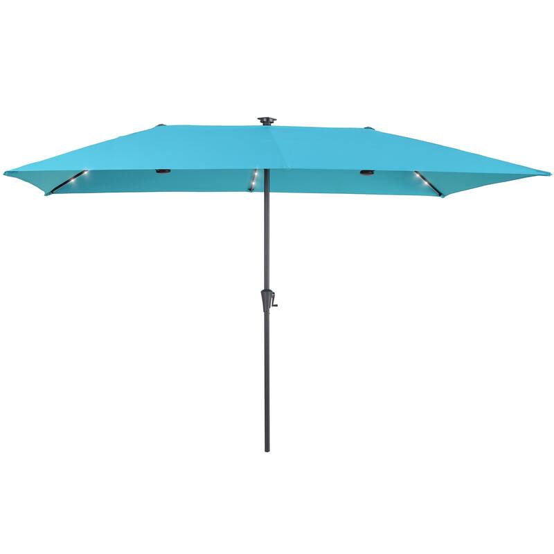 BONOSUKI 10 x 6.5Ft Solar-powered Double-Sided Patio Umbrella with Large Canopy Outdoor Table Umbrella, Anthracite Gray