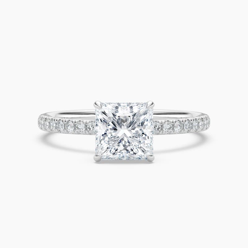 Auriya 14k Gold Princess Lab Grown Floral Petal Diamond Accent Engagement Ring 1.00 to 5.00 ct. tw. (F-G, VS) - 7.5 - 5.00 carats - White