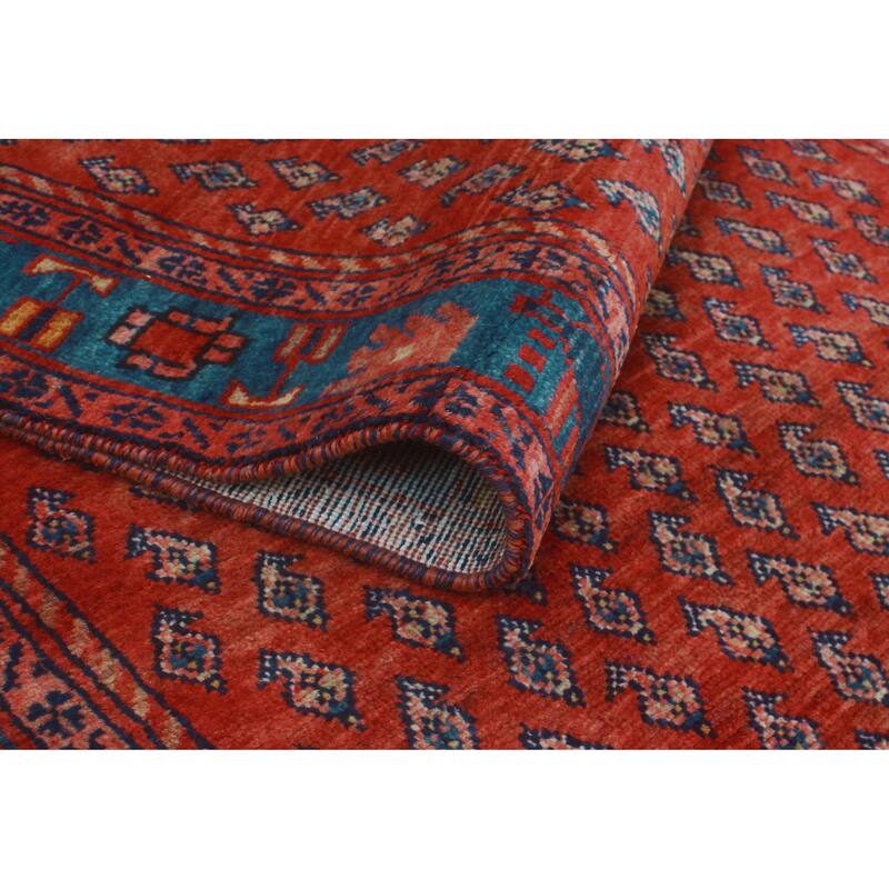 Fine Vintage Distressed Hashem Red/Blue Runner - 3'6" x 16'8"