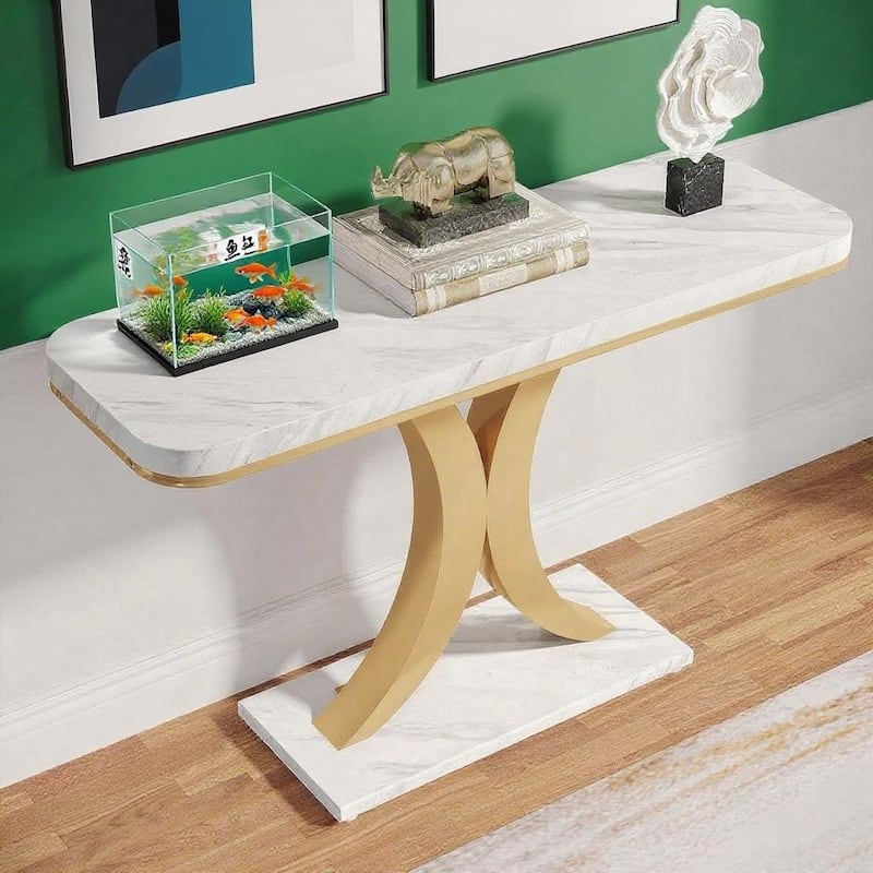 39.4" Modern Industrial Console Table Wood Grain - 39.37" x 11.81" x 32.48"