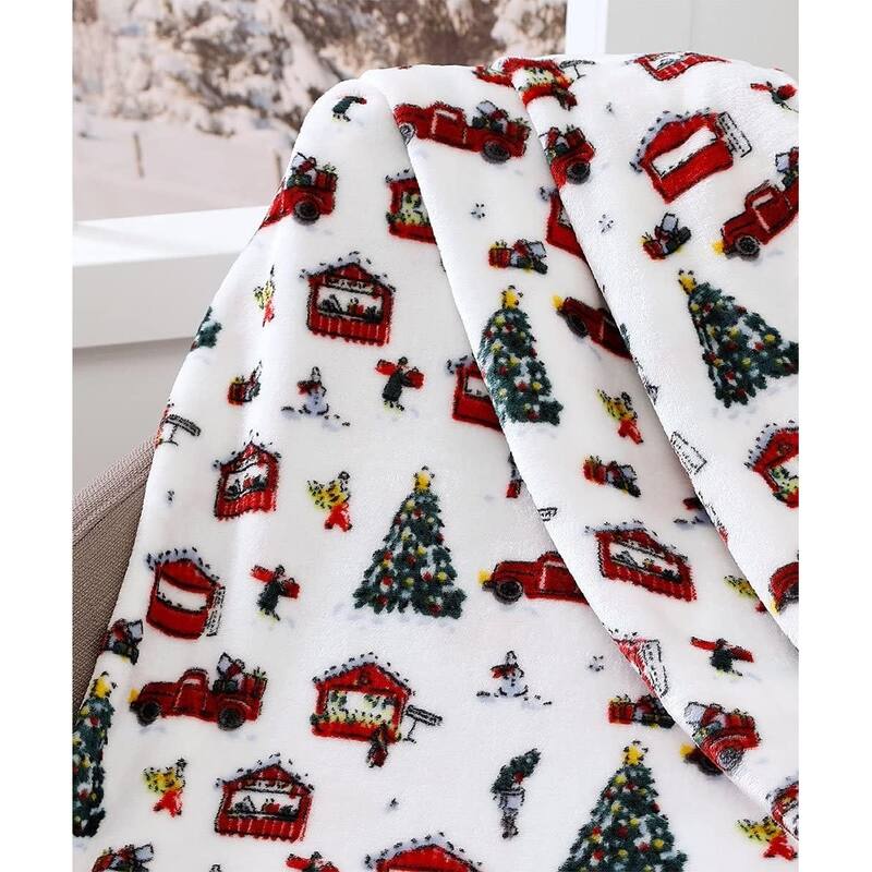 Happy Holidays Microplush Throw Blanket (50" x 60") - Christmas Time