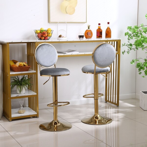 Swivel Bar Stools Modern Velvet Upholstery Adjustable Barstools