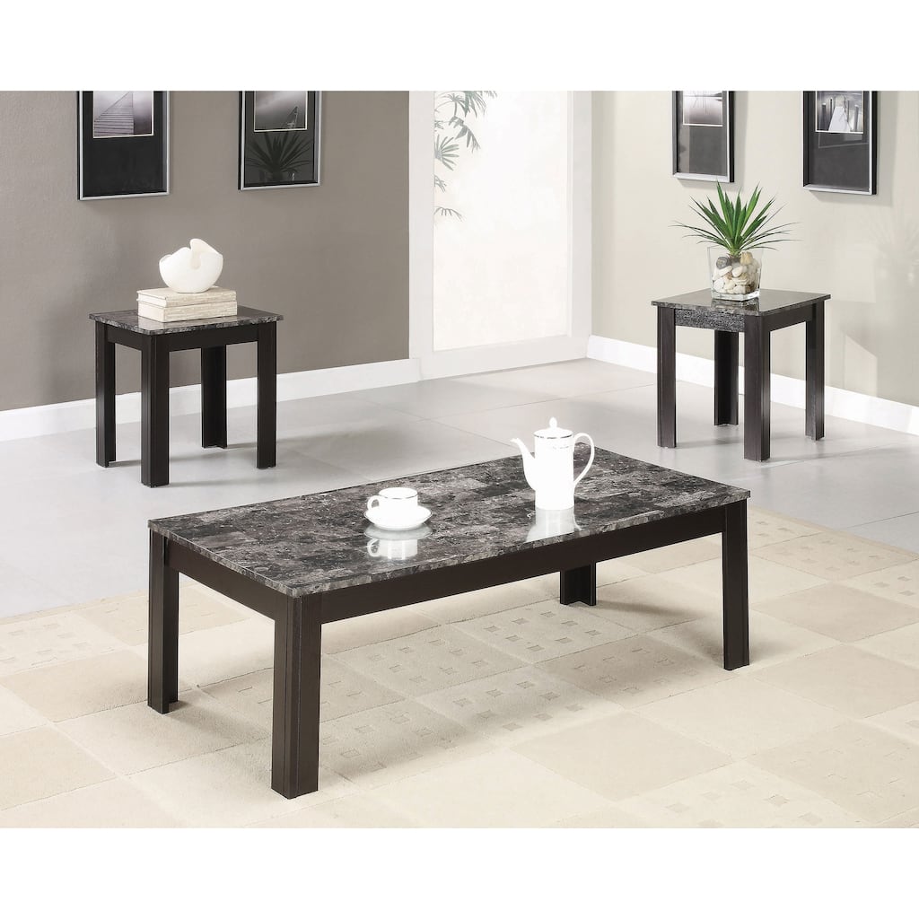 Rhodes 3-piece Faux Marble Top Coffee Table Set