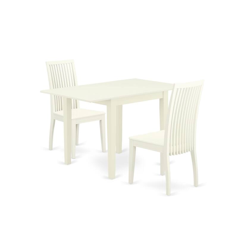 East West Furniture Dining Set- a Rectangle Dining Table with Dropleaf and Kitchen Chairs, Linen White (Pieces Option)