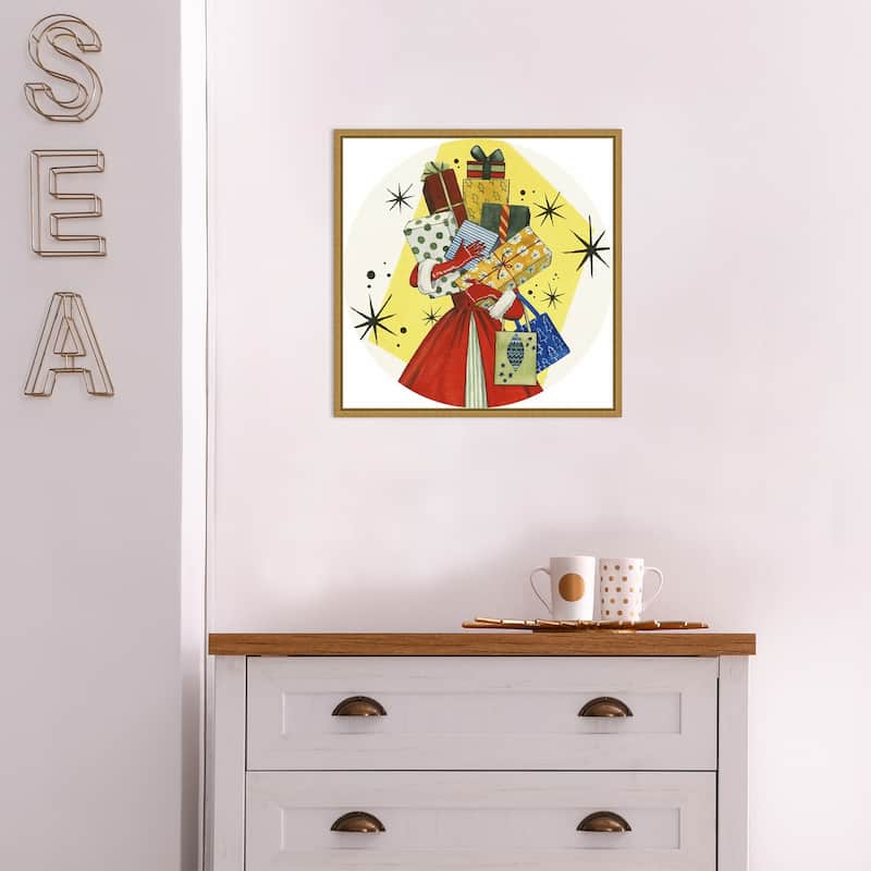 Vintage Christmas Gifts by Grace Popp Framed Canvas Art