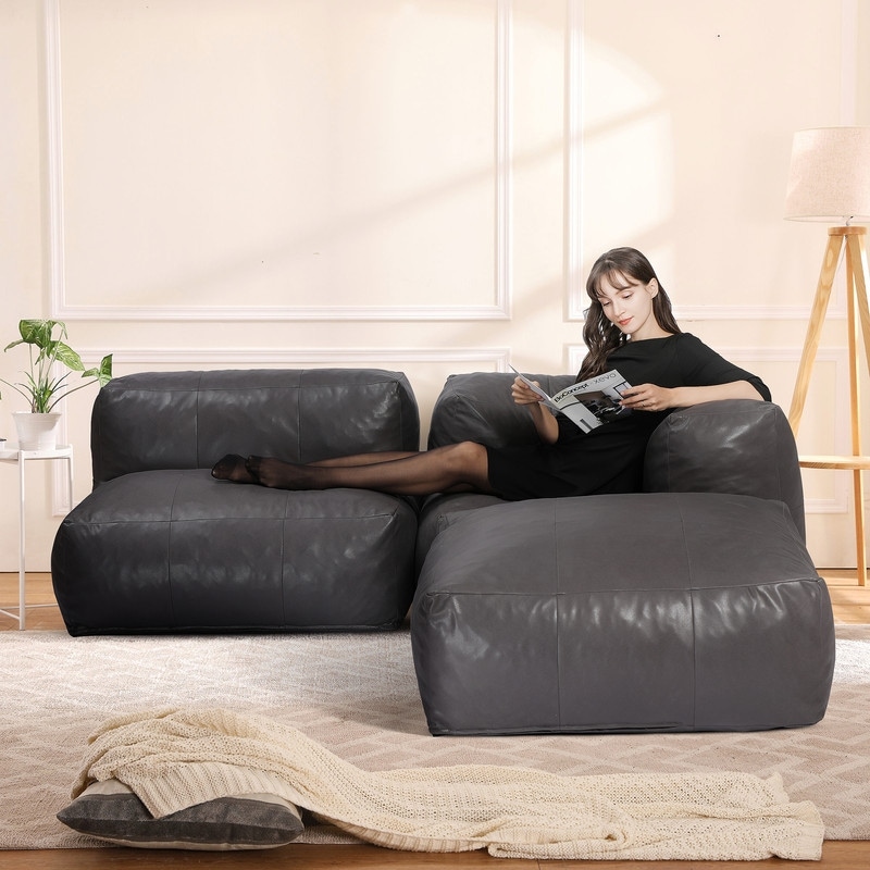 Grondin 3 Piece Giant Upholstered Modular Sectional Design Bean Bag Sofa Chair Set with Density Sponge Padding Bed Bath Beyond 40466253