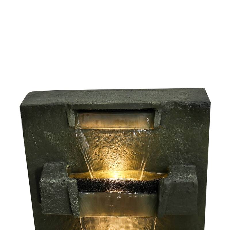 39.3-in High Indoor Concrete Water Fountain with Light for Patio Decor