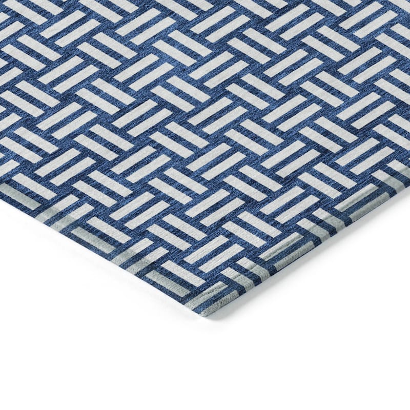 Machine Washable Indoor/ Outdoor Chantille Contempory Crosshatch Rug
