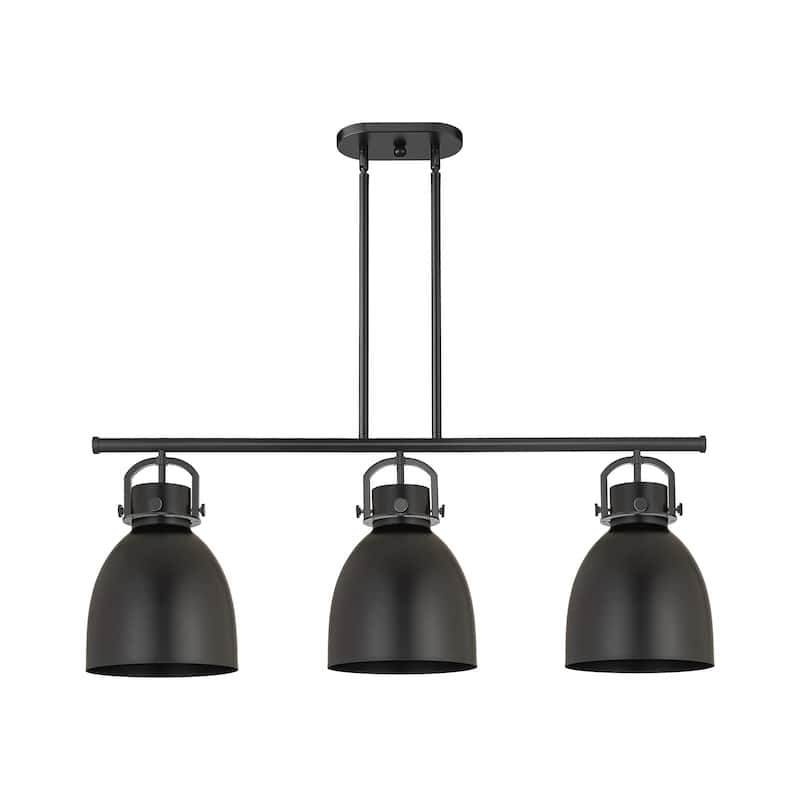 Innovations Lighting Newton Metal Bell - 3 Light 10" Stem Hung Island Light - Matte Black