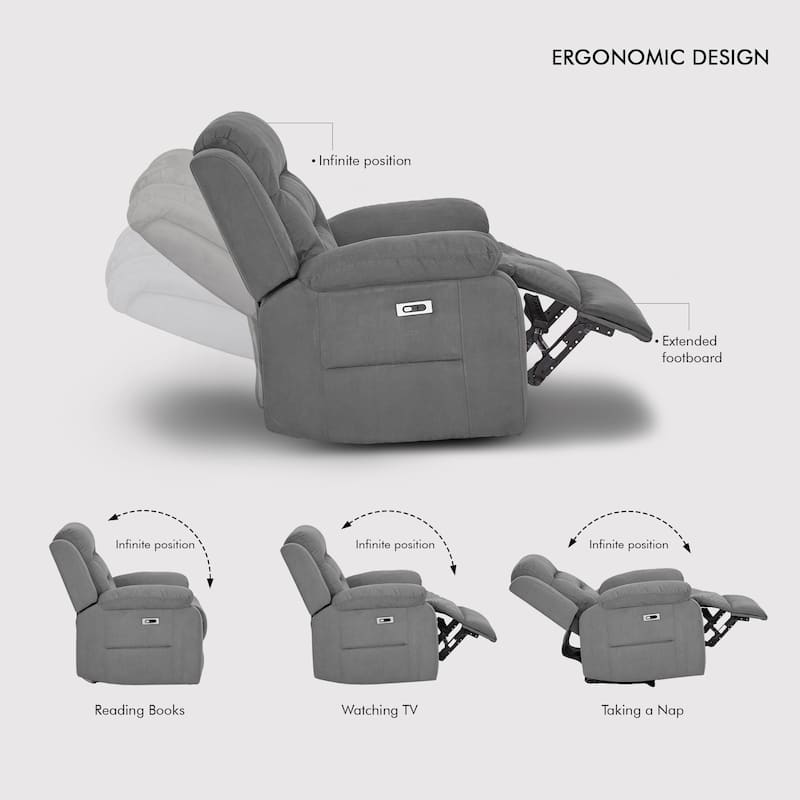 3-Piece Modular Power Recliner Fabric Sofa Set with USB&USB-C Charging For Livingroom