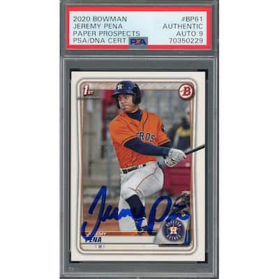 Jeremy Pena 2020 1st Bowman Paper Prospects Signed Rookie Card #BP61 Auto PSA 9 - 8'6" x 11'6"
