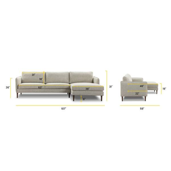 Poly and Bark Latta Sectional Sofa in Twill Stone Bed Bath & Beyond