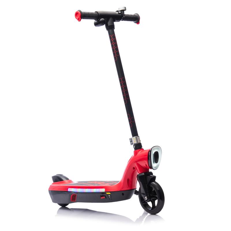 Kids Ride On Electric Scooter With Kickstand,Scooter Bell,Wider Pedal,Non-Slip Handle,Colorful LED Lights,For Kids 6+.
