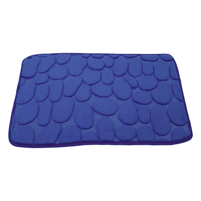 Non-Slip Bathroom Rugs, Polyester Bath Mat, Machine Washable Dark Blue Cobblestone Pattern 23.62"x15.75"