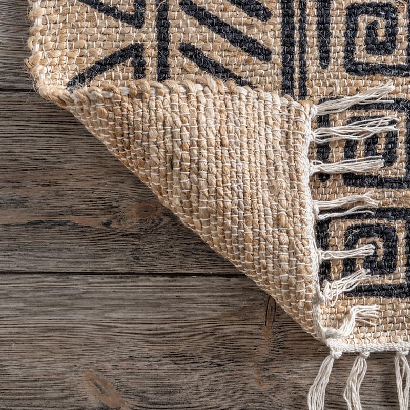 Nuloom Boho Glyphs Ethnic Stripes Jute Area Rug