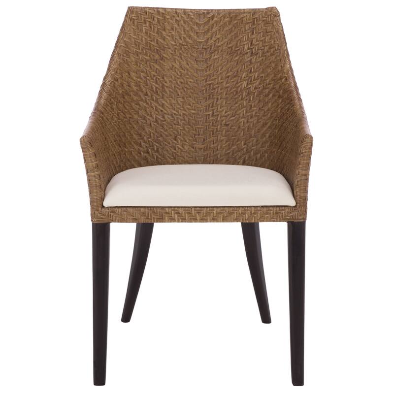 SAFAVIEH Home Riko Arm Chair - 22"W x 21"D x 35"H - Brown/Ivory