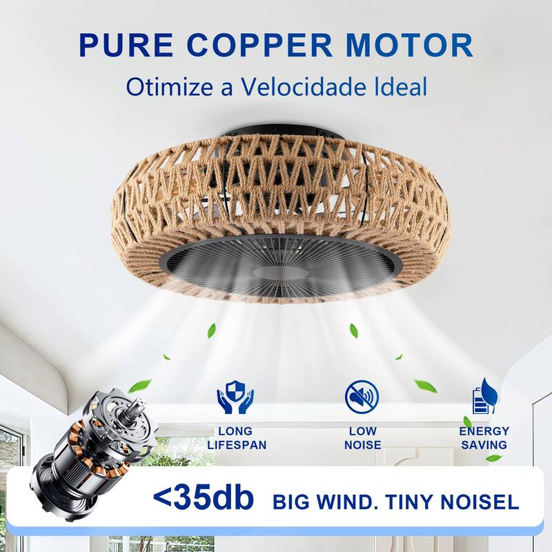 20" Vintage Rope Fan Light with Remote Control