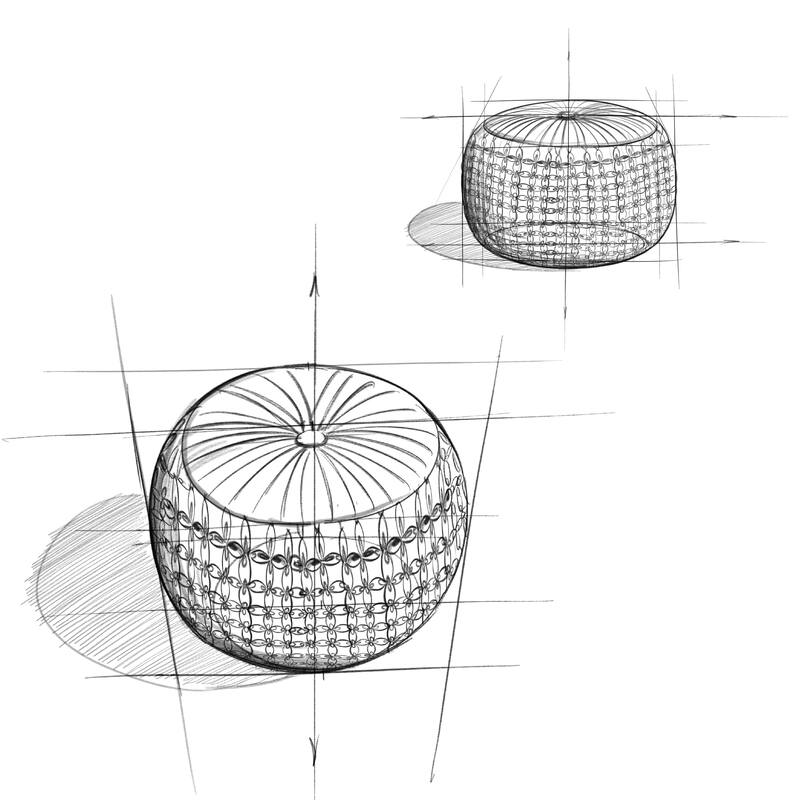 WYNDENHALL Vanessa Round Pouf in Velvet Fabric