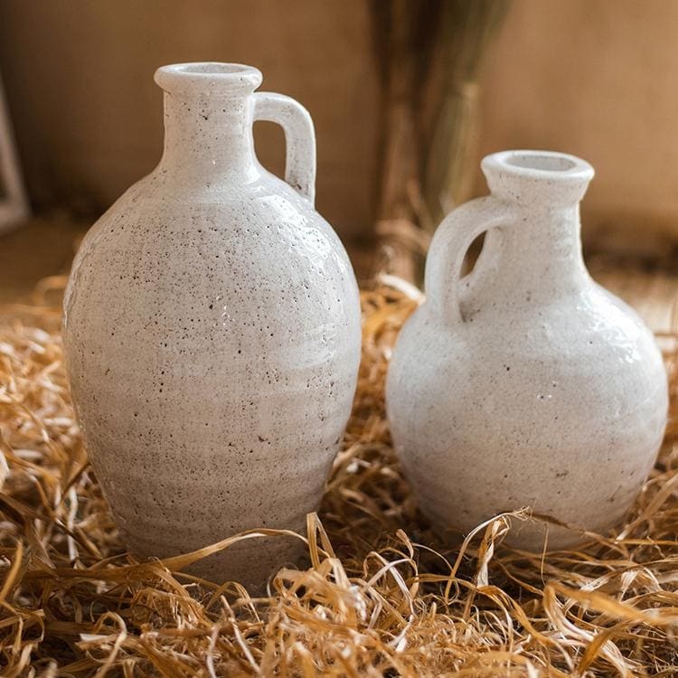 RusticReach White Ceramic Vase Small Opening Vase