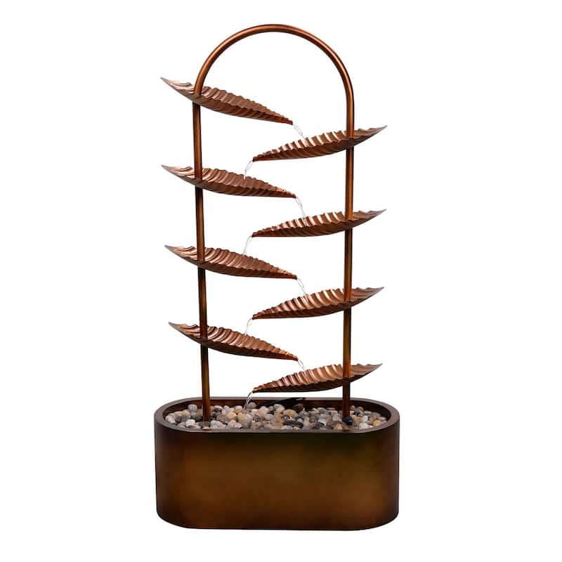 Country Rustic Cascading Leaf Outdoor Garden Water Fountain - 47.25"