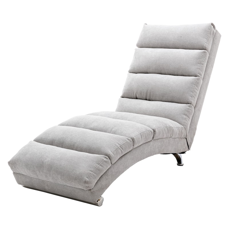 Light Grey 21.65" High Back Upholstered Chaise Lounge Chair with Massage