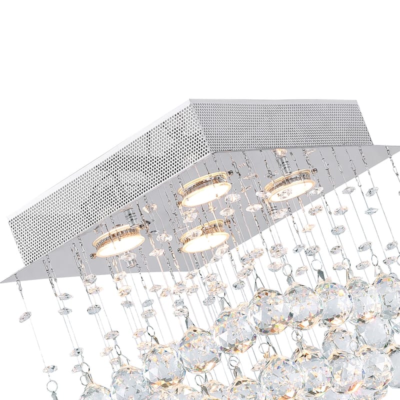 Square 4 Light Flush Mount With Chrome Finish