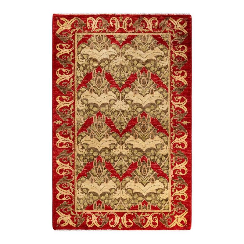 Contemporary Overdyed Wool Hand Knotted Area Rug - 4' 1" x 6' 3"