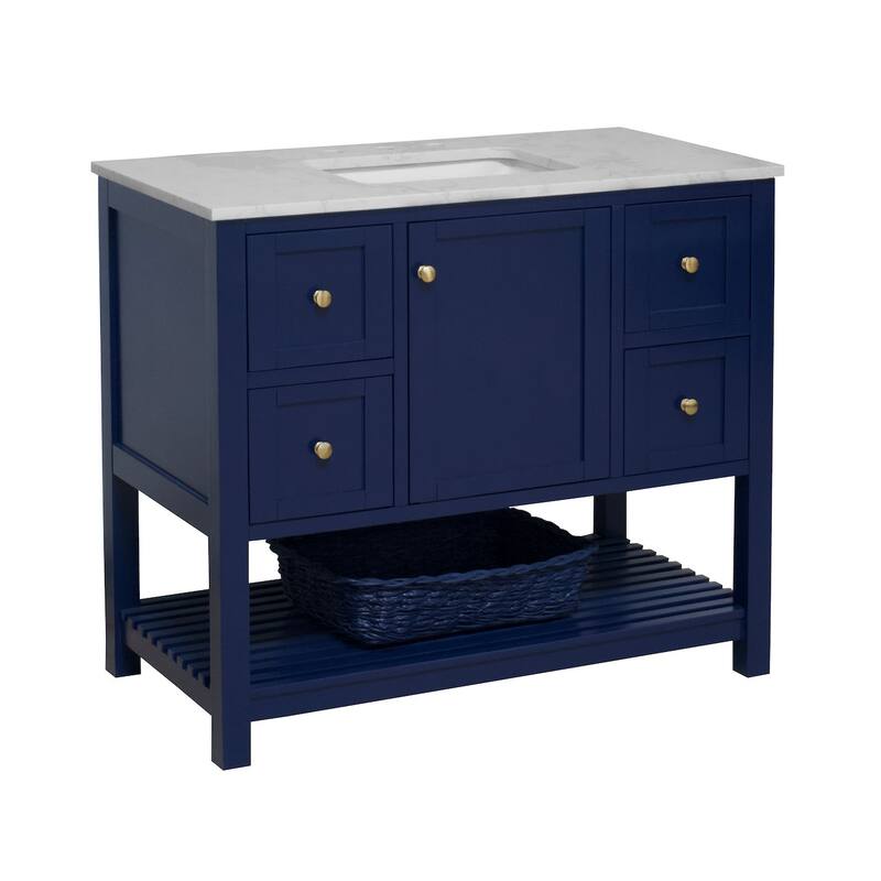 KitchenBathCollection Lakeshore 42" Bathroom Vanity with Engineered Carrara Top