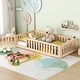 preview thumbnail 3 of 23, Twin Size Bed Floor Bed with Safety Guardrails and Door for Kids
