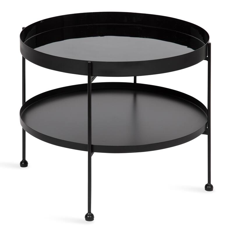Kate and Laurel Nira Metal Coffee Table - 26" Diameter - Black