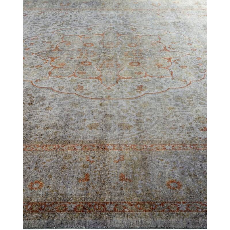 Overton Hand Knotted Wool Vintage Inspired Modern Contemporary Overdyed Gray Area Rug - 10' 0" x 13' 7"