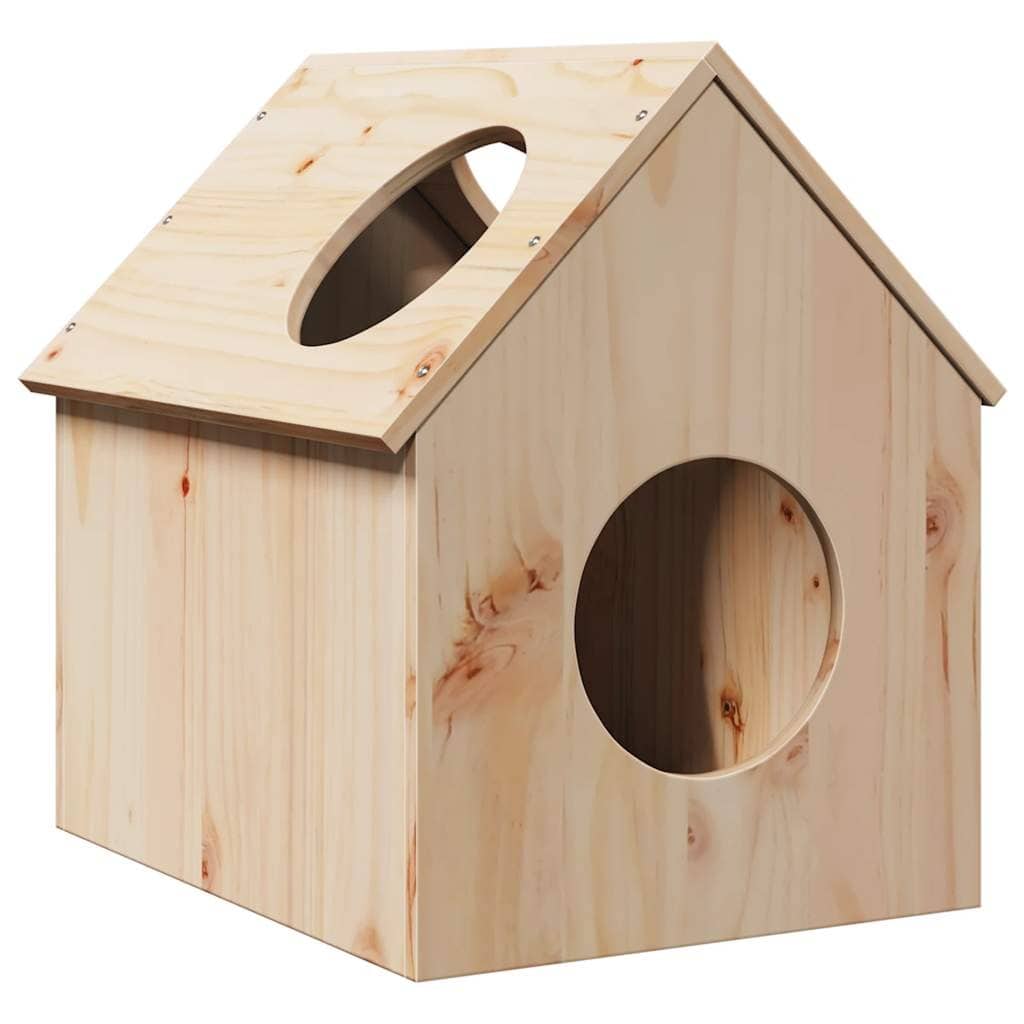 vidaXL Cat House Pine Solid Pine Wood Medium Durable Cat House Cubic - 19.7 x 16.1 x 19.7