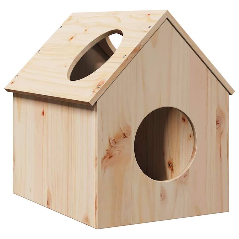 vidaXL Cat House Pine Solid Pine Wood Medium Durable Cat House Cubic - 19.7 x 16.1 x 19.7